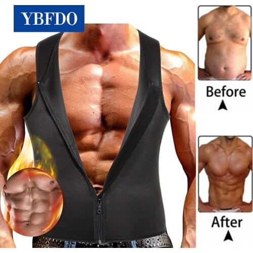 YBFDO Men Waist Trainer Vest Slimming Belt Belly Body Shaper Neoprene zipper Top Abdomen Fat Burning Shaperwear Sweat Corset