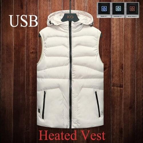 USB Windproof Warm 3 Temperatures Thermal Coat Women Heating Clothes Camping Charging Heated Vest Mens Winter Sleevless Jacket