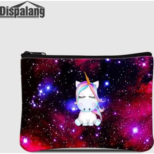 Dispalang Womens Short Wallet Space Unicorn Coin Purse For Girl Ladies Small Zipper Money Bag For Shopping Female Change Pouch