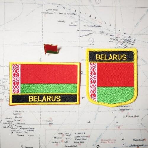 National Flag Embroidery Patches and Metal Flag Lapel Pin BELARUS