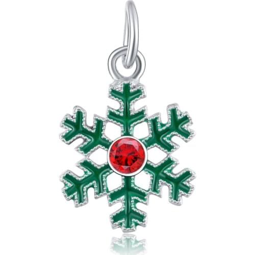 1Pcs New Cute Green Snowflake Pendant DIY Beads Suitable for Original Pandora Charm Bracelet Ladies Jewelry Making Gifts