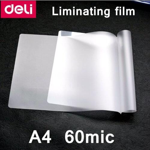 100PCS/lot Deli A4-60C thermal laminating film A4(220x308mm) size 60 mic photo documents PET laminator film