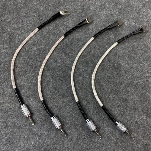 4Pcs Audiophile HiFi Audio Speaker Jumper Cable Micro Space Copper Silver Plated Carbon Fibre Banana or Spade Plug