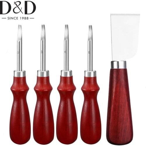 5 PCS Leather Edge Beveler Set 4pcs Leather Edge Skiving Beveler with Leather Cutting Knife Leather Craft Cutting Tools