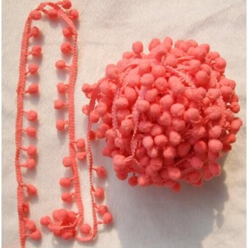 5 yards cute coral color polyester PomPom fringe trim draper ball Accessories sew 0.8" ball