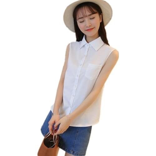 B3755 Womens spring summer 2020 new fashion sleeveless chiffon loose show thin shirt cheap wholesale