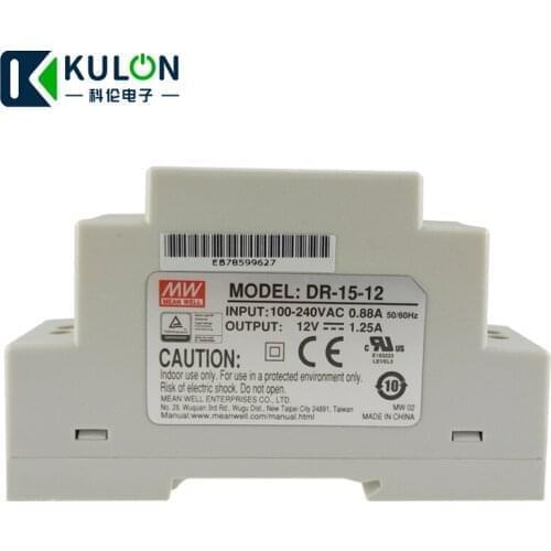 Original MEAN WELL DR-15 15W Industrial DIN rail mounted Power Supply slim size power supply ac to dc 12V