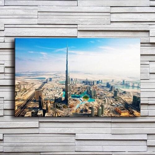 Home Decor Canvas Painting 1 Piece Dubai Burj Khalifa Tower Pictures Wall Art Prints City Building Poster For Living Room Framed