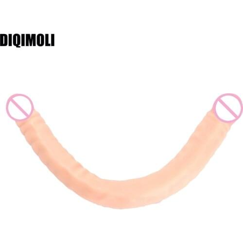 47*4cm Overlength Double Dildos Soft Double Headed Penis Realistic Phallus Stimulation of Vagina and Anus Sex Toys for Women