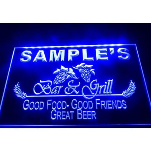 DZ019 Name Personalized Bar & Grill Beer Wine LED Neon Sign