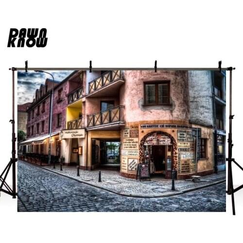 DAWNKNOW Retro Photography Background Street View Photographic Backdrops Wedding Photo Studio Children Photocall lv1498