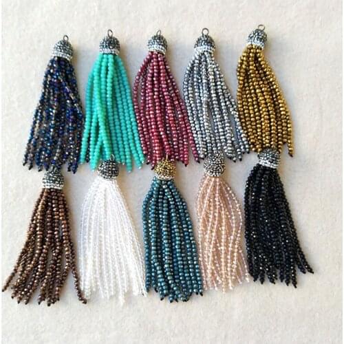 10pcs Mixed Color Crystal Faceted Glass Tassels Pendant,Rhinestone Crystal Caps Charm DIY earrings Jewelry necklace Making P293