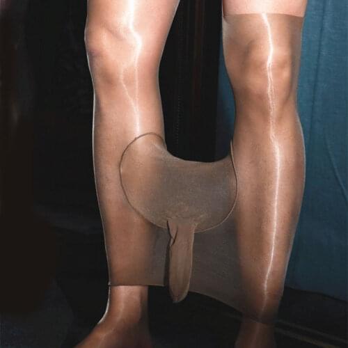 Sexy Men 1D T Crotch COCKring Stockings Pantyhose Oil Gloosy Shiny U Convex Pouch Sexy Tight Gay Wear Pantyhose Plus Size F17