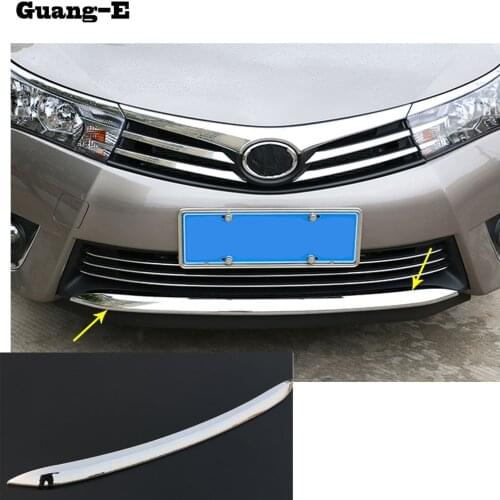 For Toyota Corolla Altis 2014 2015 2016 Car Cover Bumper Engine ABS Chrome Trims Front Bottom Grid Grill Grille Hoods Edge 1pcs