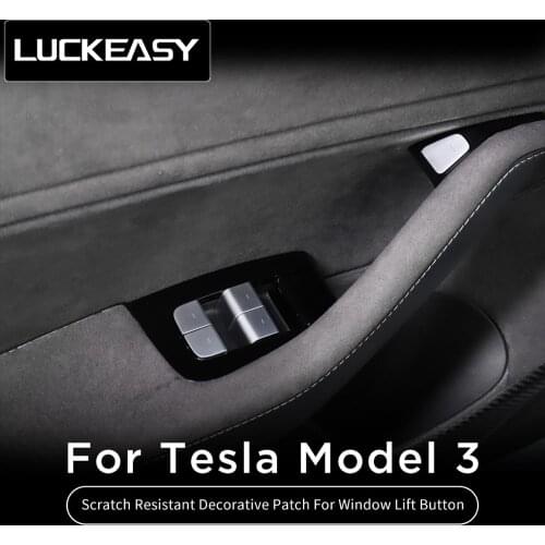 LUCKEASY Car Scratch Resistant Decorative Patch For Window Lift Button ABS Patch For Tesla Model3 2017-2020 Button protection