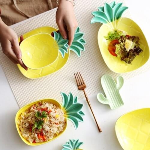 Mini Pineapple Home Trinket Dish Ceramic Dish Soy Sauce Dishs Children Rice Dessert Snack Bowl Practical Small Gifts