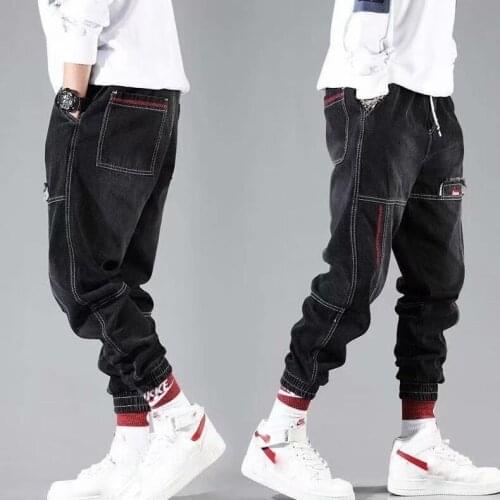 2021 Men’s Multipocket Cargo Pants,Loose-fit Washed Denim Harem Pants,Stylish Jogging Pants,Hip-hop Slack Ankle-length Pants