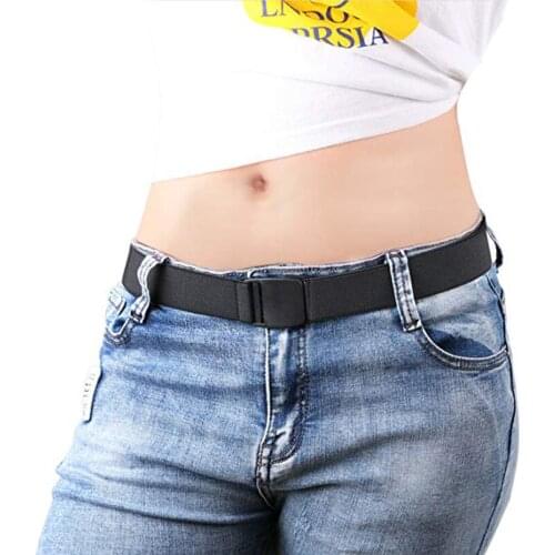 AWAYTR New Unisex Belt For Men Women Invisible Belt No Show Buckle Elastic Adjustable Waistband Canvas Elastic Waistband