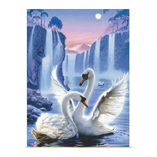 Hand made needlework Diamond embroidery mosaic 3D Diy diamond paintings drill rhinestone By numbers pictures Elegant swan WX34