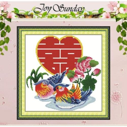 Double Happiness with One Heart Counted Cross Stitch 11 14CT Cross Stitch Sets Animals Cross Stitch Kits Embroidery Needlework