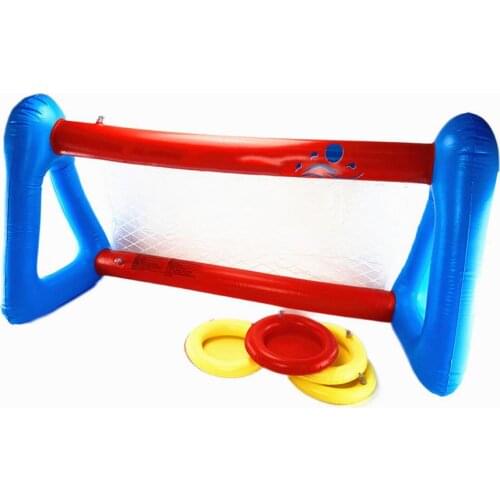 Swimming Pool Inflatable Football Frame Goal Pool Set Outdoor Inflatable Soccer Frame Pool Toy With Discs&Ball Pool Accessories