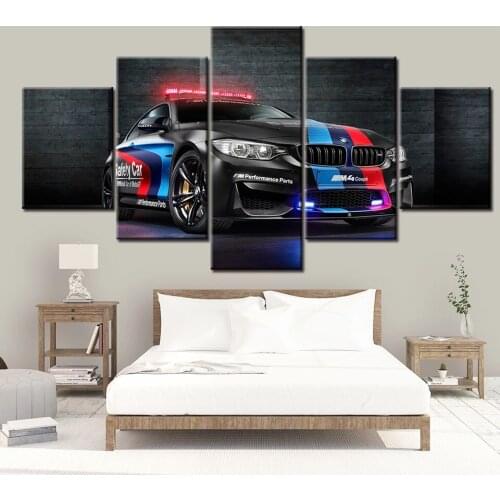Wall Art Canvas Painting Frame Hd Prints Modular Poster For Living Room 5 Pieces Bmw M4 Black Sport Car Pictures Home Decorative
