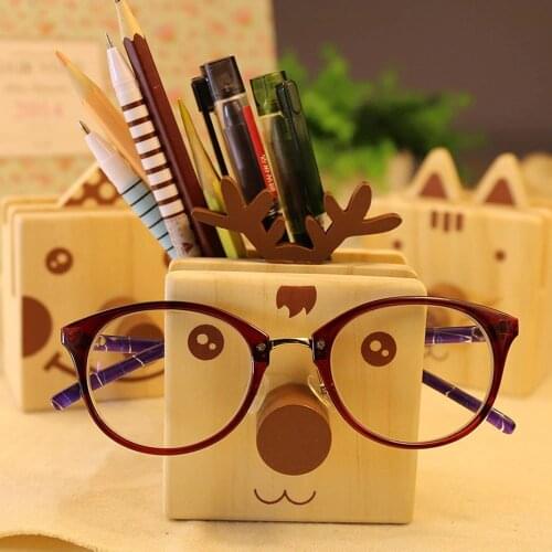 Mltifuction Pen Holder Wooden Desktop Organizer Glasses Eyeglass Holder most Style of Eyewears-Great Gift (Deer)