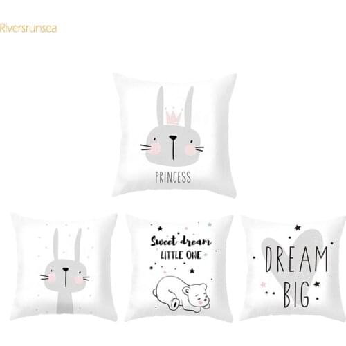 Queen Rabbit Crown Cushion Cover Princess Smile Eyelase Throw Pillows For Children Room Decoration Nordic Empty Cushion Case