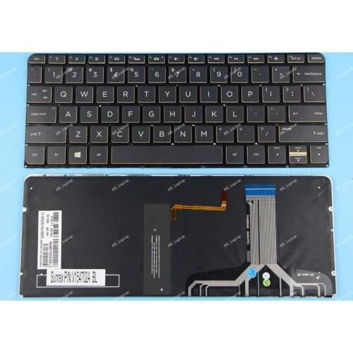 New US QWERTY Keyboard For HP 13-v001xx 13-v011dx 13-v021nr Keyboard US White Printing , BACKLIT, Brown Side, without Frame