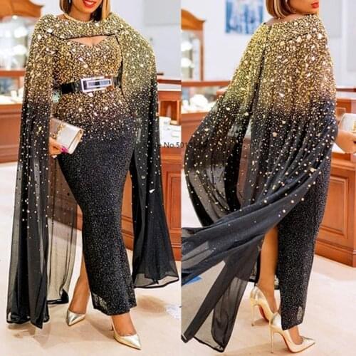 2021 New African Evening Party Dresses For Women Elegant long Dress Cape Style Vestidos Robe Africaine Femme Africa Clothes