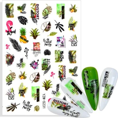 NEW 3D Leaf Stickers Adhesive Nail Decals Letter Graffiti Abstract Lady Face Design Manicure Decoration Nail Art Accessory Tools