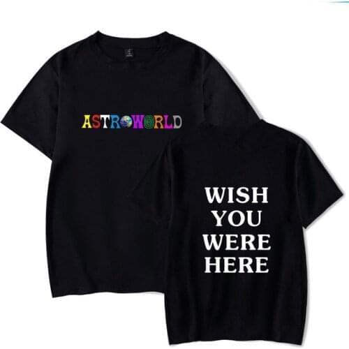 New Fashion Hip Hop T Shirt Men Women Travis Scotts ASTROWORLD Harajuku T-Shirts WISH YOU WERE HERE Letter Print Tees Tops