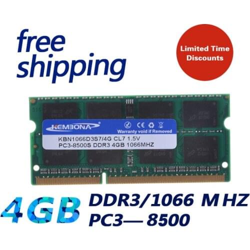 KEMBONA Brand New Sealed DDR3 1066/ PC3 8500 4GB Laptop RAM Memory compatible with all motherboard / Free Shipping