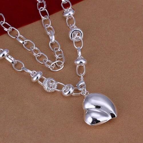 N055 925 sterling silver Necklace, 925 silver Pendant fashion jewelry Big Peach Heart Necklace /aliajcpa dwyamofa