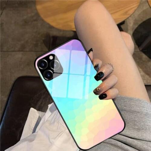 Pastel Rainbow Phone Case Glass Phone Case For iphone 12 11 Pro Max XS XR X 8 7 Plus SE2 Case