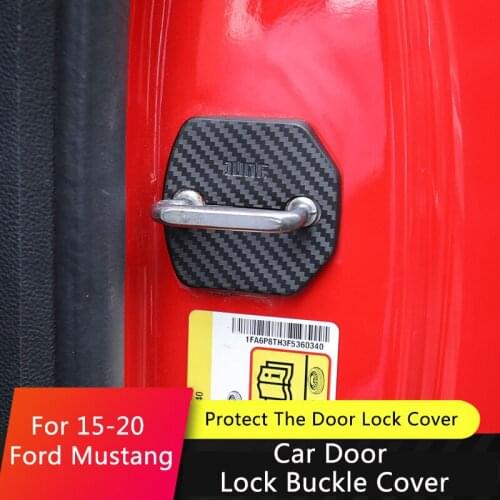 QHCP Auto Door Gap Lock Cover Protective Covers Trim Sticker Interior Plastic Fit For Ford Mustang 2015 2016 2017 2018 2019 2020