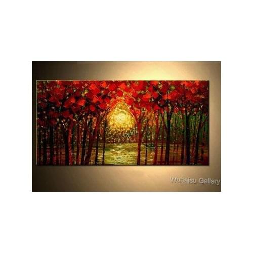 Christmas gift Abstract Art oil painting on canvas Contemporary Wall Art Forest