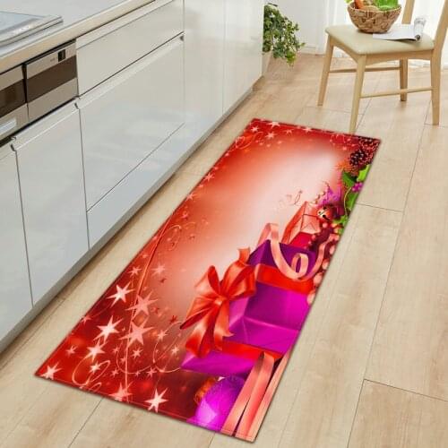 Christmas Pattern Kitchen Mat Home Decorative Hallway Carpet Bedroom Entrance Door Floor Rug 3D Bathroom Anti-Slip Doormat