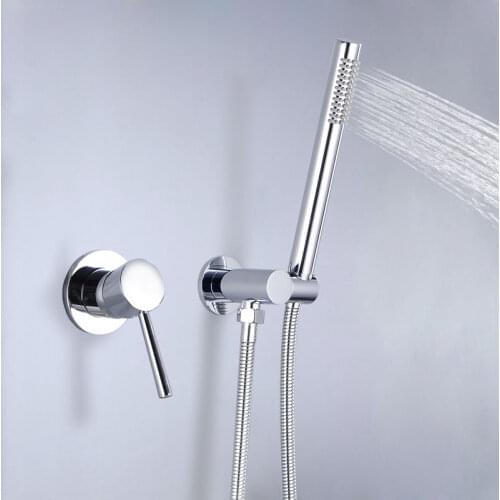Bathroom Handheld Shower Head with Extra Long Hose and Brass Bracket Holder Shower Wall Polished Hand Shower Faucet Set