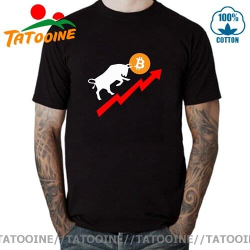 Tatooine BITCOIN AND BULL STOCK MARKET Bullish BTC T-Shirt short sleeve Latest popularity All Cotton shirt Simple Natural cotton