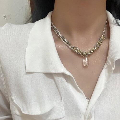 U-Magical Punk Double Layer Twist Rope Knotted Chunky Chain Transparent Geometric Resin Pendant Necklace for Women Jewellery