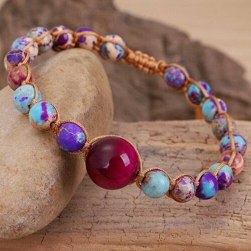 Handmade Jewelry DIY Natural Stone Charm Bracelets String Braided Bracelets Colorful Bohemian Friendship Wrap Bracelet for Women