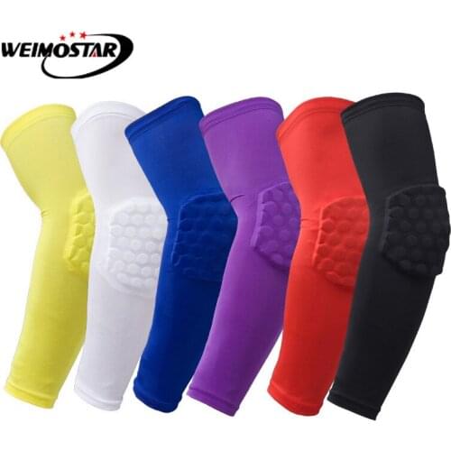 1 Pcs Honeycomb Basketball Elbow Pads Sports Safety Volleyball Long Arm Sleeve Compression Guard Support for Men Women fitness