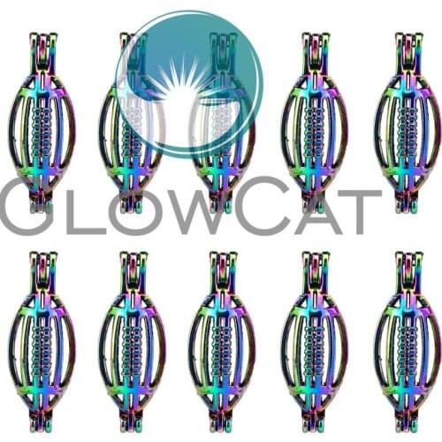 10x C176 Colorful American Football Pearl Cage Locket Pendant Essential Oil Diffuser Beads Cage DIY Jewelry Locket For Oyster