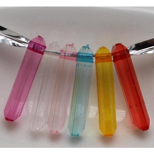 200 Mixed Color Transparent Acrylic Thin Vertical Bar Stick Pendants 20X5mm