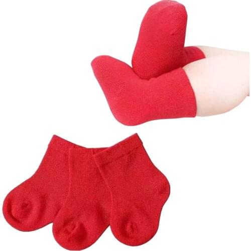 3Pair/lot New baby childrens socks red color girls boys socks