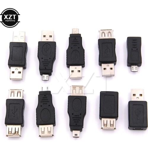 10Pcs OTG 5pin Mini USB Micro USB Adapter male to female Converter USB Gadgets inteligentes USB Male to USB Female Adapter SET