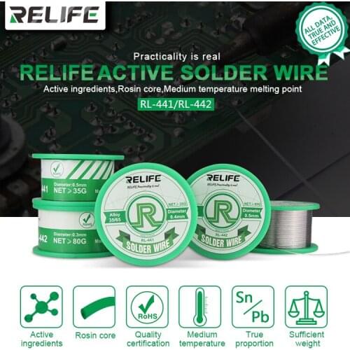 RELIFE RL-441/442 Solder Wire Active Ingredients Contain Rosin Core Medium Temperature Melting Point For Mobile Phone Repair