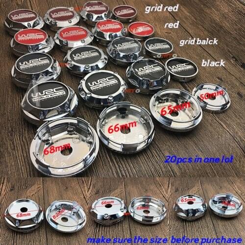 Car Emblem 20X 50mm 65mm 66mm 68mm WRC logo Wheel center cap rim covers black/red/grid black/grid red for universal car styling