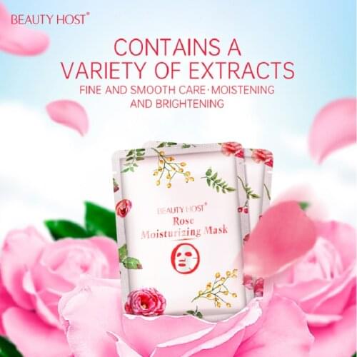 Beauty Host Rose Moisturizing Brightening Facial Mask Anti-aging Nourish Skin Care 5PCS